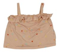 Světlerůžový srdíčkovaný crop top s volánkem H&M