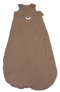 Béžový žebrovaný bavlněný zateplený spací pytel s medvídkem F&F