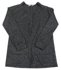 Černo-stříbrný žebrovaný svetrový cardigan H&M