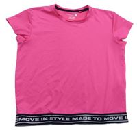 Křiklavě růžovo-černé funkční sportovní tričko s nápisy ERGENOMIXX