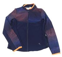 Tmavomodro-křiklavě oranžová funkční bunda se vzorem Decathlon