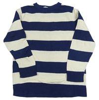 Tmavomodro-smetanový pruhovaný svetr H&M