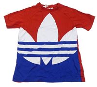 Červeno-bílo-safírové tričko s logem Adidas