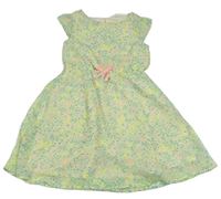 Světlezelené květované šifonové šaty s volánky H&M