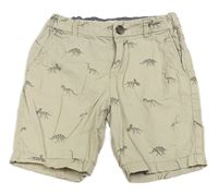Světlebéžové chino plátěné kraťasy s kostrami dinosaurů H&M
