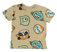 Béžové tričko se zvířátky PRIMARK