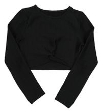Černé žebrované crop triko Matalan