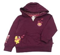Tmavovínová mikina s Pú a kapsou a kapucí zn. C&A