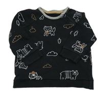 Černo-šedá mikina s medvídky a stromečky a obíláčky zn. George