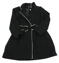 Černo-bílý flaušový podšitý kabát s mašlí Next