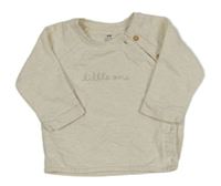 Smetanovo-světlebéžová melírovaná propínací mikina s nápisem H&M