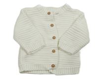 Bílý žebrovaný propínací svetr 