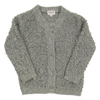 Šedý melírovaný huňatý vlněný propínací svetr seed