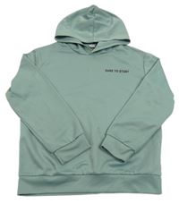 Olivovošedá sportovní mikina s nápisem a potiskem a kapucí SHEIN