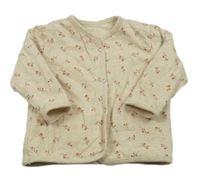 Světlešedo-smetanová melírovaná propínací podšitá oboustranná mikina s kytičkami belly button