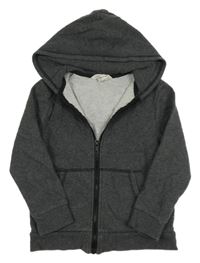 Tmavošedá melírovaná propínací mikina s kapucí H&M