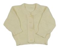 Smetanový vzorovaný pletený propínací svetr