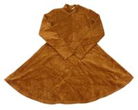 Medové žebrované sametové šaty s rolákem HEMA