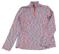 Křiklavě korálovo-mátovo-tmavomodrá melírovaná thermo mikina crivit