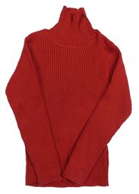 Červený žebrovaný svetrový rolák Next