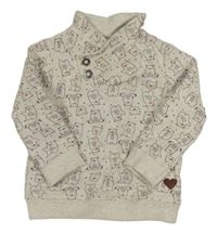 Světlebéžová melírovaná puntíkatá mikina s medvídky Topomini