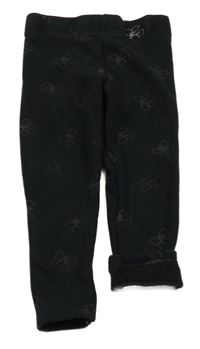 Černé teplákové zateplené legíny s mašličkami PRIMARK