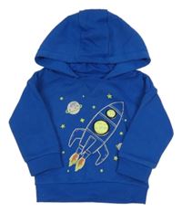 Cobaltově modrá mikina s raketou a kapucí PRIMARK