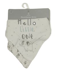 Nové - 2x - Bílý šátek/slinták se sloníky a nápisy Matalan