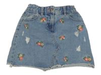 Světlemodrá riflová sukně s kytičkami a prošoupáním Matalan