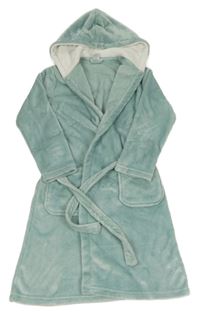 Mentolový plyšový župan s kapucí Kappahl