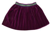 Purpurová plisovaná sametová sukně s pruhovaným třpytivým pasem George