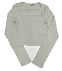 Smetanové žebrované crop triko H&M