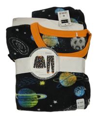 Nové - černo-oranžové fleecové pyžamo s planetami St. Bernard
