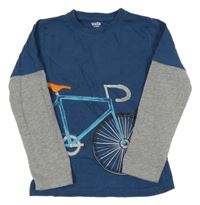 Tmavomodro-šedé/melírované triko s kolem M&Co