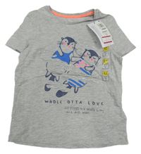 Nové - šedé melírované tričko s vydrami M&S