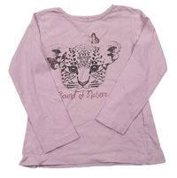 Růžové triko s leopardem a nápisem Dopodopo