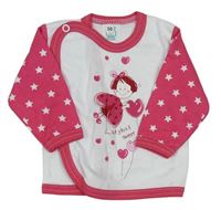 Bílo-růžové propínací triko s hvězdičkami a beruškou 