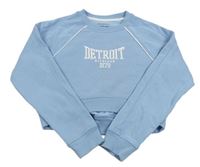 Světlemodrá crop mikina s nápisem Primark