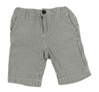 Tmavošedo-bílé pruhované krepové chino kraťasy H&M