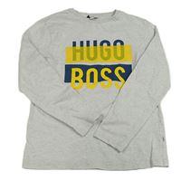 Světlešedé melírované triko s nápisem Hugo Boss