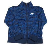 Tmavomodrá sportovní propínací mikina s logy Nike