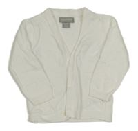 Bílý propínací svetr s perforovanými srdíčky Primark