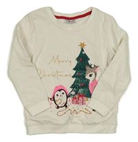 Smetanová mikina se stromkem a zvířaty