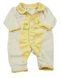 Krémovo-žlutý sametový overal s límečkem