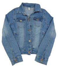 Modrá riflová crop bunda Yigga