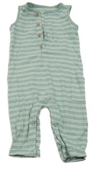 Zelenošedo-bílé pruhované lehké laclové tepláky Tu