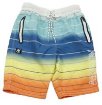 Modro-žluto-oranžové pruhované plážové kraťasy Next