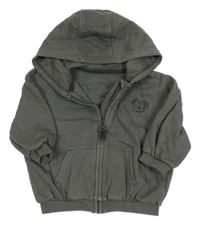 Tmavošedá propínací oversize mikina s koalou a kapucí George