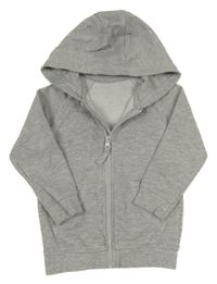 Šedá melírovaná propínací mikina s kapucí Matalan
