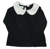 Černé triko s límečkem Zara